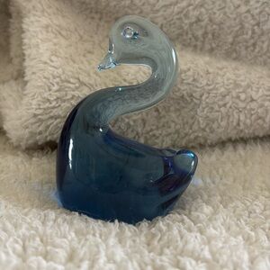 Blue Glass Swan Figurine